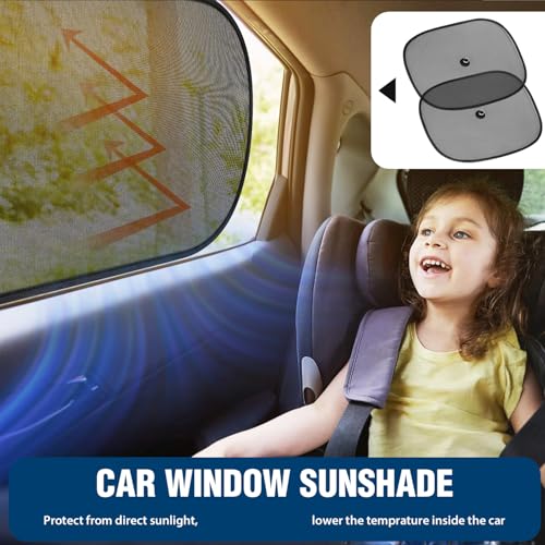 Image of Car Universal Side Window Black Sunshade Compatible for Honda Amaze, Heat /UV Rays Protection Curtain Universal Set of 4pcs