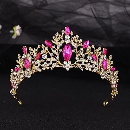 Diamentowa Tiara Vintage Złota Róża Kolor Kryształowe Serce Diadem Ślubny Korona Rhinestone Korowód Diadem Pałąk Ślubne Akcesoria Do Włosów