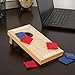 Hey! Play! Tabletop Cornhole Set - Kids Classic Mini Travel Wood Beanbag Toss Skill Portable Board Game with Football Field Design (Red and Blue)