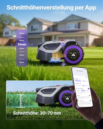 ANTHBOT M5 Mähroboter ohne Begrenzungskabel, Neuer Genie mit NRTK-Navigation & Dual-Vision, bis 500 m² (max. 700 m²), Schnitthöhe per App, KI-Hindernisvermeidung, Rasenroboter mit 45% Steigung 6