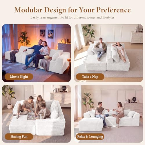 Vesgantti 106" Boneless Couches for Living Room, No Assembly Required Beige - image 7