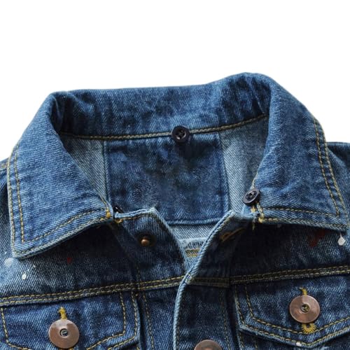 Kids Denim Jacket Ripped Style Long Sleeve Button Up Hoodie, Girls Autumn Winter Casual School Daily Wear Coat2