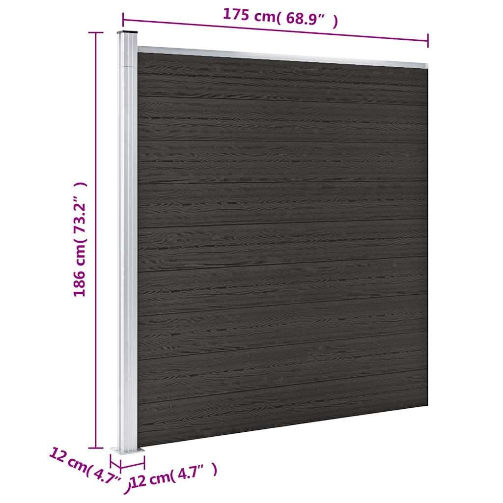 vidaXL Zaunelement Gartenzaun Sichtschutzzaun Lamellenzaun Windschutz Zaun Windschutzzaun Terrasse Stecksystem Lärmschutz WPC 175x186cm Schwarz