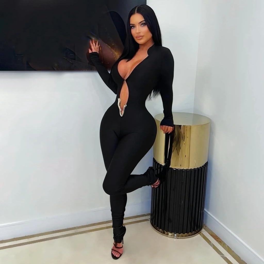 Club Outfits for Women Sexy Clubwear Long Sleeve Deep V Neck Sexy Jumpsuits for Women Party 2026 - Image 2