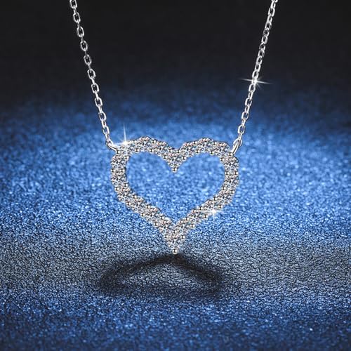 14K Gold Heart Shape Moissanite Necklace,2 Carat D-Color VVS1, Anniversary Presents for Women3