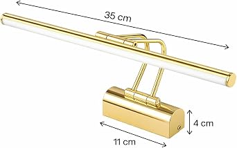 Sarjlı LED Flüt Resim Aplik | 6W | 3200K Gün Işığı | 35cm | Duvar Tipi Ayna/Tablo Üstü Dekoratif Işık | IP20 İç Mekan Kullanım (Gold Kasa) [Enerji Sınıfı A]