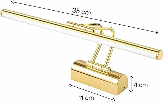 Sarjlı LED Flüt Resim Aplik | 6W | 3200K Gün Işığı | 35cm | Duvar Tipi Ayna/Tablo Üstü Dekoratif Işık | IP20 İç Mekan Kullanım (Gold Kasa) [Enerji Sınıfı A]