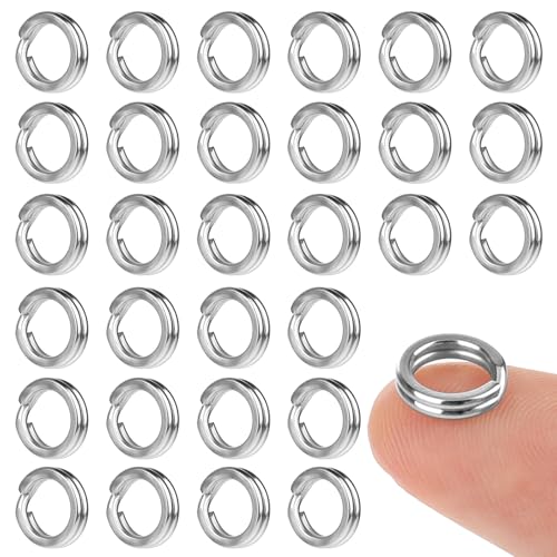 8mm Mini Split Ring for Jewelry Making, 30 PCS Thick Strong Stainless Steel Mini Key Ring Metal Keyring Connectors Double Loops Round Split Jump Rings for Jewelry Making Bracelets Earrings Crafts