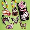 56 Sets Halloween Sugar Skull Crafts Day of Dead Animal Skeleton Unfinished Wooden Ornament DIY Painting Make Your Own Dia De Los Muertos Decorations Mexican Fiesta Blank Cutout Hanging Slices #3