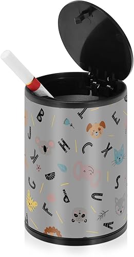 Miniatura 1 de Lindos animales flores fuera ceniceros para cigarrillos para patio con tapa acero inoxidable portátil auto accesorios bandeja de ceniza exterior