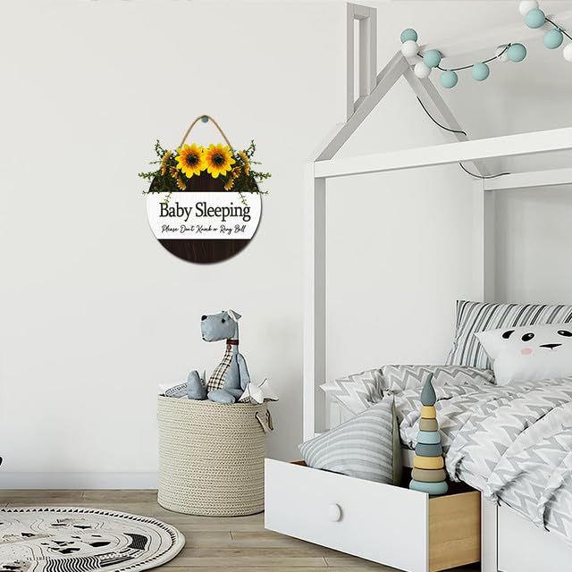 Ymaotrade Baby Sleeping Sign for Front Door Do Not Knock or Ring Doorbell Sign, New Mom Gifts, Do Not Disturb Door Hanger Sign, No Soliciting Sign Sleeping Baby Sign 11