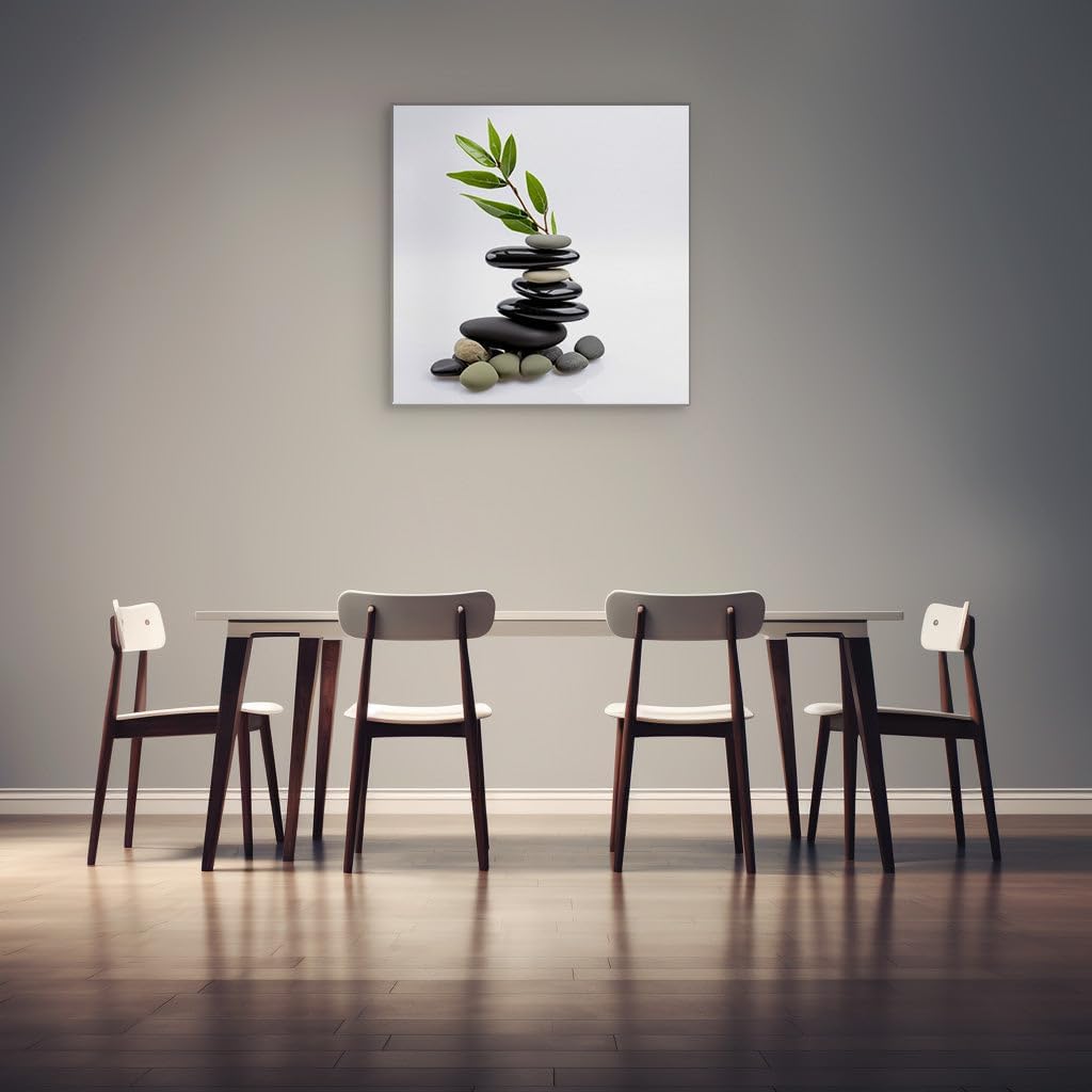 Canvas for Living room. Balancing Elegance: A Serene Union of Stones and Nature, 27 x 18 inch Canvas Wall Art - Contemporary Masterpieces - Modern Home Decor - 69x46 cm (27x18 inch)