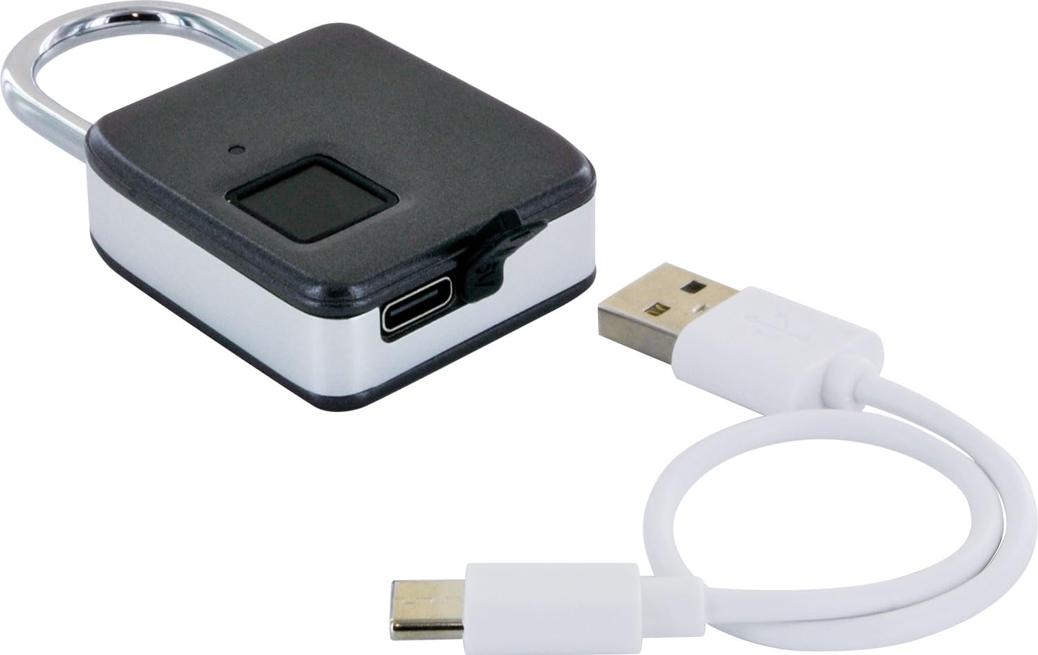 SCHWAIGER 715941 Fingerabdruck Schloss Smart Vorhängeschloss Elektronisches Bügelschloss Fingerprint wasserdicht zinklegiert USB-C aufladbar inkl. USB-C-Kabel