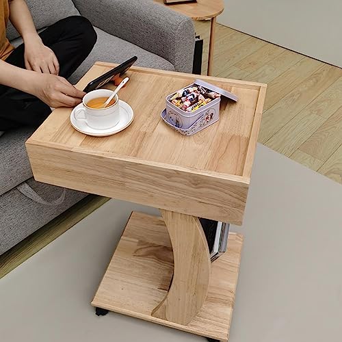 Mesa de centro rústica en forma de C para desayunar en el sofá 6