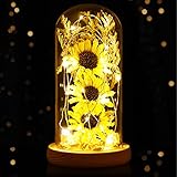 OSALADI LED Flower Lamp, Artificial Sunflower in Glass Dome with Fairy Lights, Enchanted Gift for...