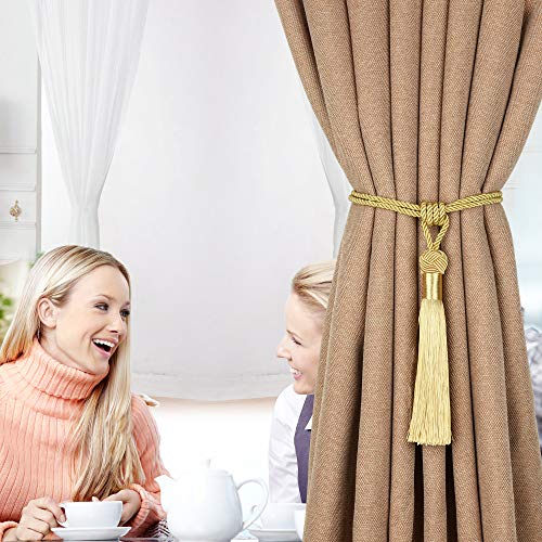 image for UNI AISENG 2 PCS Curtain Tiebacks, Hand-Woven Curtain Tie-Backs Tassel