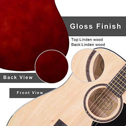 Image of JUAREZ Fiesta 41 Inch Acoustic Guitar with Dual Action Truss Rod, JRZ41C /NAT 21 Frets Rosewood Fretboard & Bridge, Bag, Strap, 2 Picks, Allen Key, Extra String Set, Natural