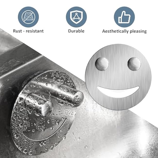 Stainless Steel Smiley Face Dish Sponge Holder, Silver Sink Caddy Organizer Storage with Suction Cup for Kitchen, Rv Apartment Kitchen Accessories Decor Scrubber 0.78 Thickness-Silver