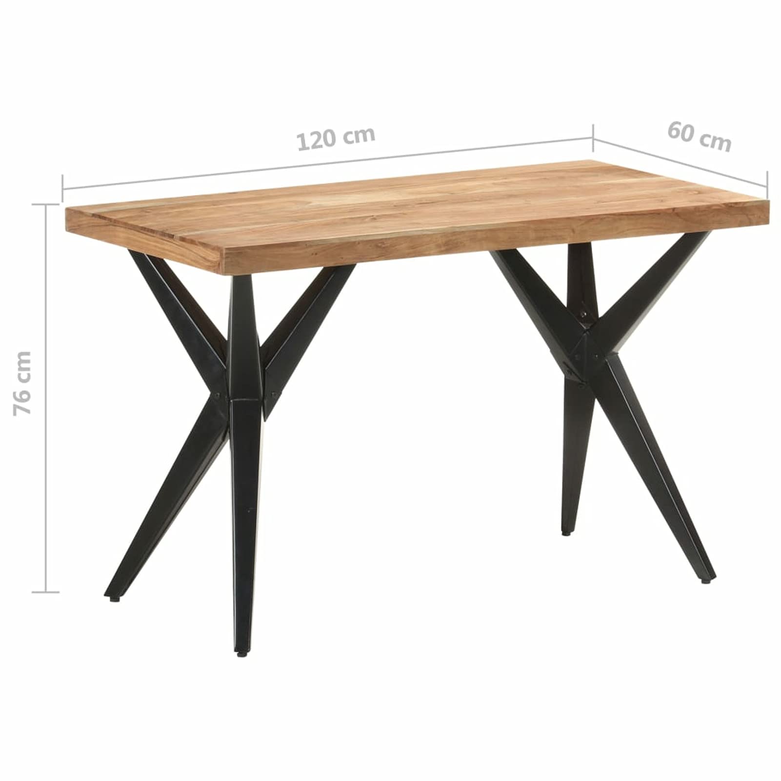 Mesa de Comedor Mesa Salón Cocina Mueble para Salon Oficina Despacho Robusto y Moderno Madera Maciza de Acacia 120x60x76 cm