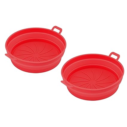 EXCLUZO Fryer Pot, Air Circulate Silicone Less Oily Even Heat Fryer Liner for Cooking (Red)