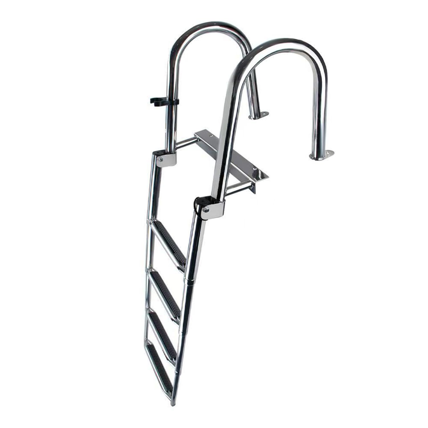 Scala pieghevole in acciaio inox, scala espandibile per barche e piscina, con gradini in gomma antiscivolo resistenti alla corrosione, per un facile accesso