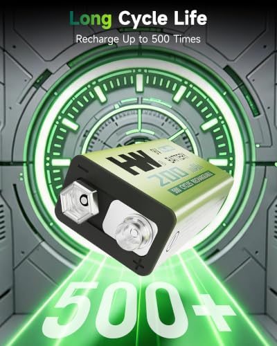 4 Pack HW 9V Rechargeable Batteries 500+Cycles NiMH for TENS and EMS Units - image 3