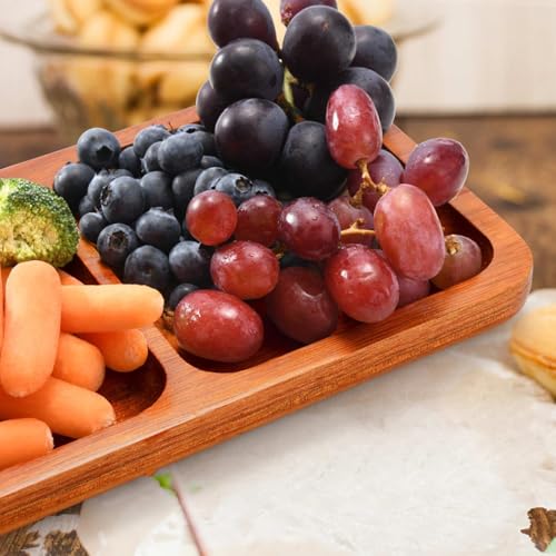 Plateau alimentaire divisé en bois d'acacia avec 3 compartiments pour planche - 4