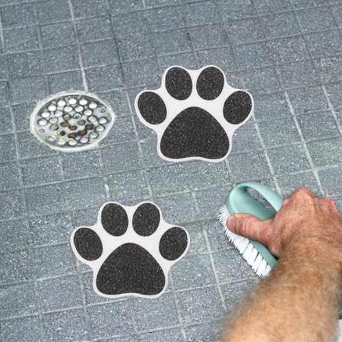 Pegatinas antideslizantes de huellas de perro para suelo autoadhesivas de PEVA negro 20 piezas 6