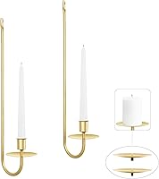 ElevateYourHome Gold Candle Sconces Set of 2 - 13.2" Taper & Pillar Wall Holders for Entryway, Fireplace, Living Room Decor & Gifts