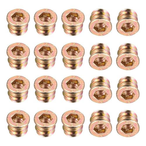 Image of TA-VIGOR M6x10mm Threaded Insert Nuts for Wood - Hex Socket Drive Furniture Inserts for Cabinet, Chair & DIY Repair Kits 20Pcs