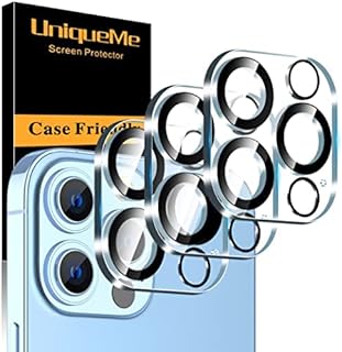 UniqueMe [3 Pack] Design for iPhone 13 Pro/iPhone 13 Pro Max (6.1/6.7 inch) Camera Lens Protector,[Anti Scratch] Tempered Glass Camera Protection Cover,[Easy Installation]-Blue