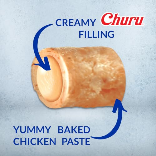 Image of INABA Churu Bites for Cats, Soft /Chewy Baked Chicken Wrapped Churu Filled Cat Treats with Vitamin E, 0.35 Ounces per Tube, 24 Tubes Total (3 Tubes per Pack), Chicken Recipe