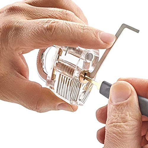 28-teiliges Dietrich Set mit transparenten Vorhängeschloss/Sicherheitsschloss und Lockpick-Pistole und 5-in-1 Kreditkarte Lockpicking-Set