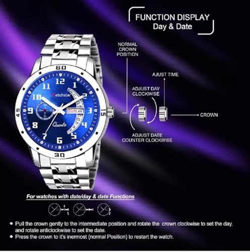 Image of Analog Day Date Functioning Stainless Steel Chain Watch for Men