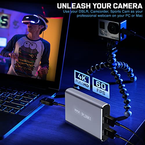 Image of PyleUsa Capture Card - Full HD 1080p 4K HDMI-to-USB Audio-Video Via DSLR Camcorder Action Cam, Ultra Low Latency, Record to Computer for Gaming, Streaming, Conference or Live Broadcasting - PLINK1
