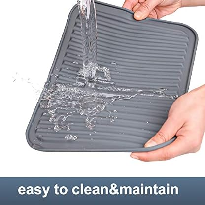 Silikon-Untersetzer für heiße Pfannen und Töpfe, hitzebeständige Tisch-Abtropfmatte oder Platzsets, 2 Stück, Größe: 22,9 x 30,5 cm, Form: rechteckig, Farbe: Rot – Bild 5