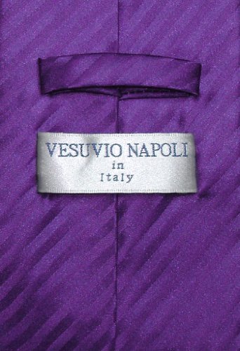 Vesuvio Napoli Men's Dress Vest & NeckTie BLACK Color Vertical Striped Design Neck Tie Set4