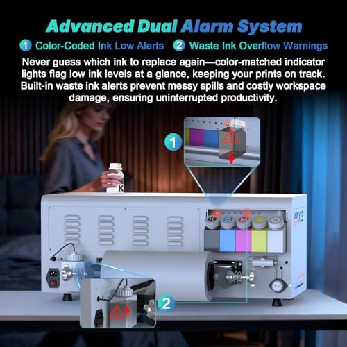 Image of DSV A3+ Plus F1080 DTF Printer with Shaker&Purifier, One-Click to Print, Automatic Cleaning & White Circulation, 5 inch LED Multi-Function Touch Screen, 2X Speed Print Compared to L1800, 2-Year Free Ink