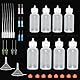 8 Stück Nadelflasche 30/50ml, Nadelflaschen mit 10 Dosiernadeln Und 8 Kappen, Nadelspitzen Dosierflasche für Flüssigkeit, Applikator Flasche für DIY Handwerk Nachfüllkleber Nähmaschinenöl