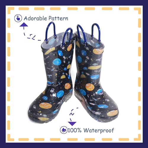 Image of Outee Toddler Kids Adorable Lightwight Waterproof Rain Boots Light Up by Steps