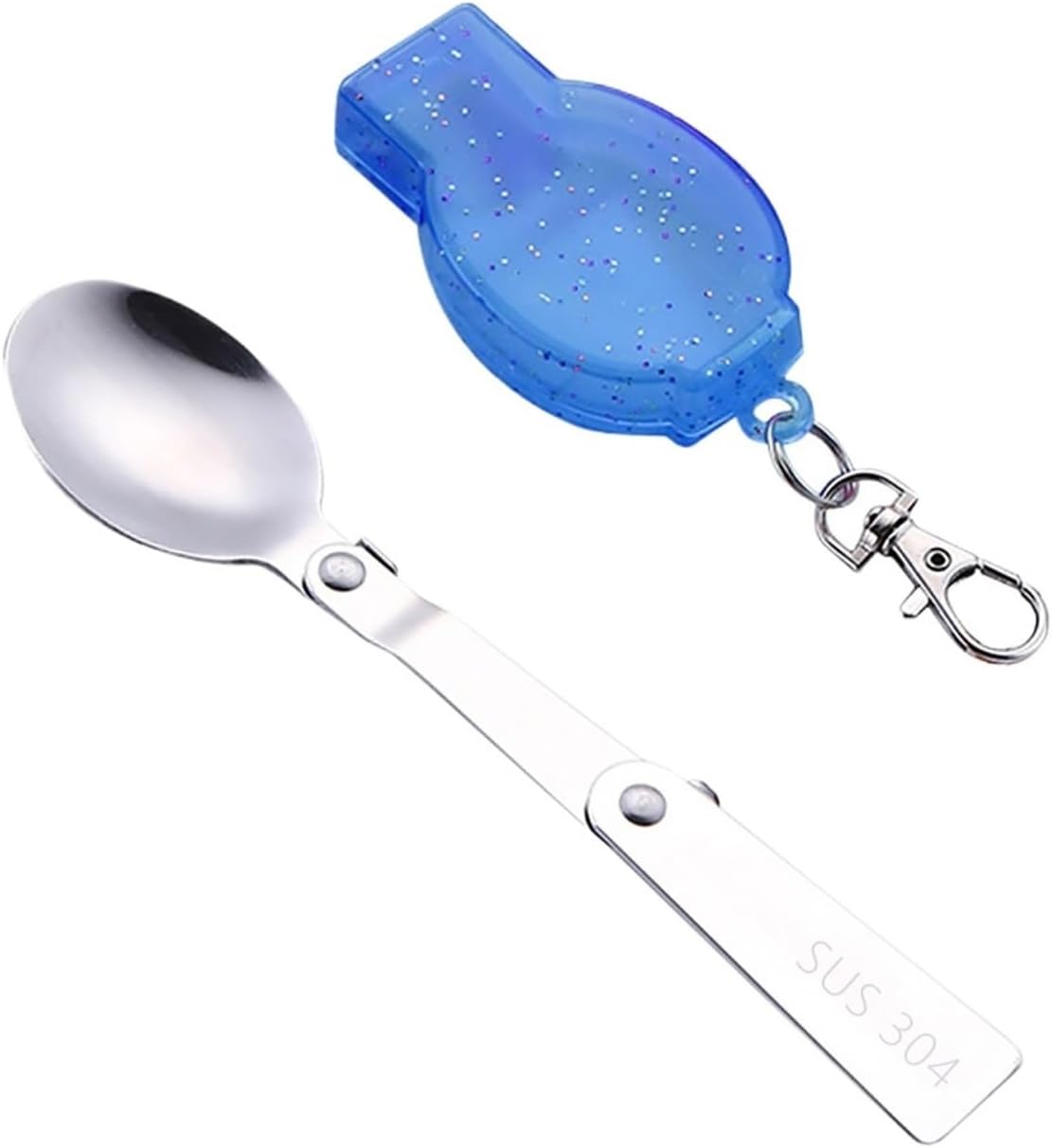 Folding Spoons 10pcs Folding Travel Camping Utensil Stainless Pocket Spoon Fork, Light Small Foldable Spoon Fork for Thermos Container Food Containers(ColorA)