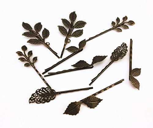 Yueton 10Pcs Vintage Bronze Mix Style Athena Olive Branch Leaf Hair Clip Leaves Barrettes Bobby Pin Bride Headwear Edge Clip Clamps #TOP1