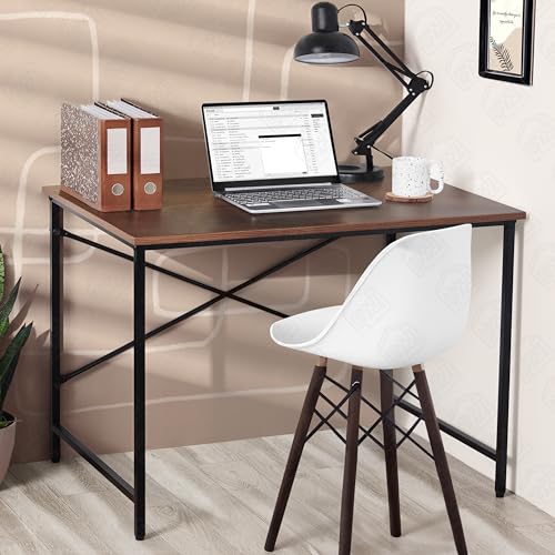 Image of ABOUT SPACE Office Table - Study Table for Students, Adults Work Table for Home - PC, Laptop, Desktop, Gaming, Computer Table with Spacious Tabletop Multipurpose Table (Walnut-L 91 x B 60.5 x H 75cm)
