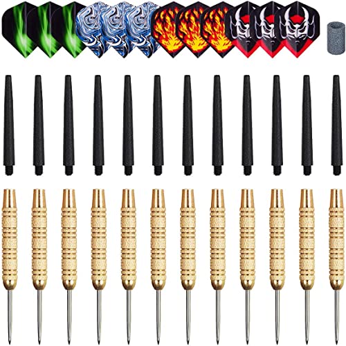 Cnnik Darts Metal Tip Set 12 Pcs Professional Steel Tip Darts 19G Includes 4 Styles Of Pet Flights And Dart Sharpener Tool For Casual Bar And Game Room Beginners Or Professional Players #TOP5
