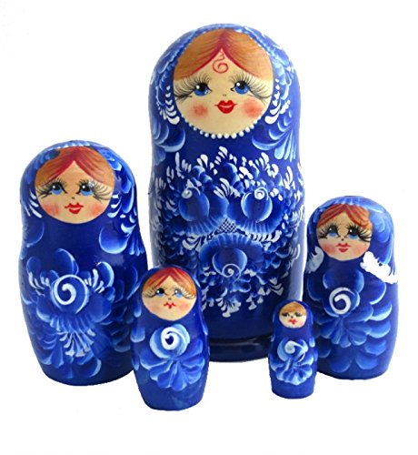 Matriochka Russe 5 Pièces – Poupées Gigognes Peintes à La Main – Artisanat Sviridova