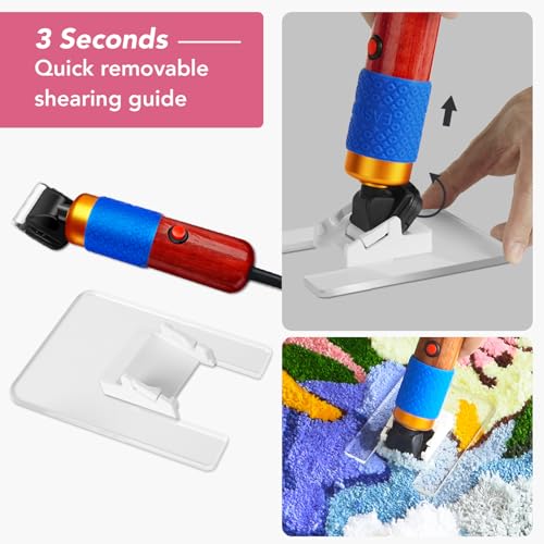 Image of Rug Tufting Gun with Carpet Trimmer Kit 2 in 1 Rug Gun Machine Starter Kit with Rug Shaver Carpet Making Rug Punch Supplies with Cloth (Pink)