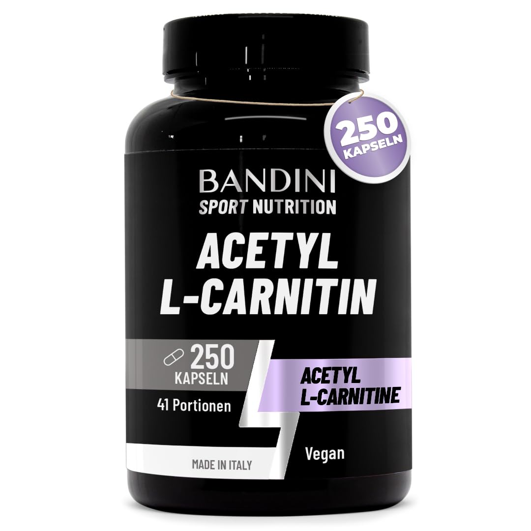 Bandini® Acetyl L-Carnitin 3000 mg pro Portion | L-Carnitine 250 Kapseln | Carnitine als Acetyl Form | ALCAR hochdosiert für Sportler | L Carnitin für intensiven Sport und Training | 41 Tage Vorrat