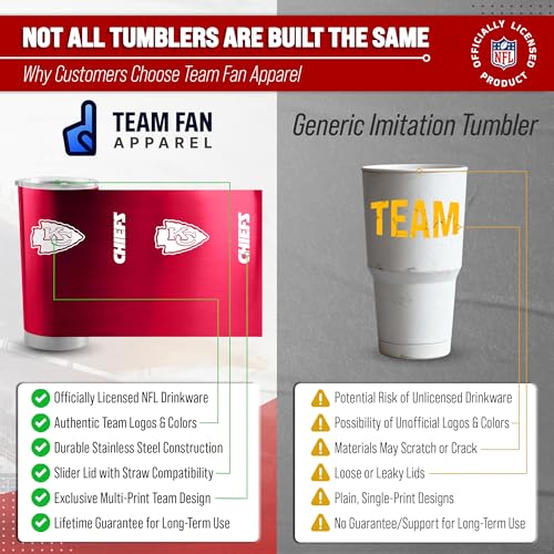 Image of Kansas City Chiefs NFL 20oz Stainless Steel Insulated Tumbler, Slider Lid | Officially licensed Chiefs drinkware; double-wall vacuum construction; cupholder compatible; BPA-free; hand wash only