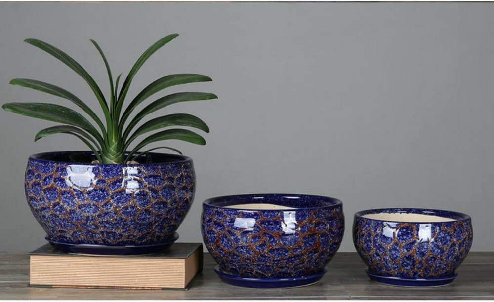 Niebieskie Doniczki Ceramiczne Bardzo Duży Salon Osobowość Umywalka Na Rośliny Z Otworem Drenażowym Doniczki Do Bonsai Ogród Dekoracyjny Stojak Na Kaktusy Ceramiczny Przeszklony Pojemnik Na Kwiaty Z