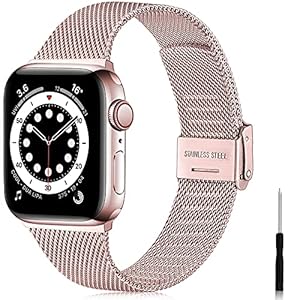 Ouwegaga Vervangende Bandje Compatibel met Apple Watch Bandje 38mm 40mm 42mm 44mm SE, Klassieke Roestvrijstalen Metalen…